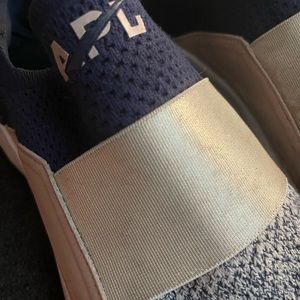 APL size 8 navy and gold sneakers